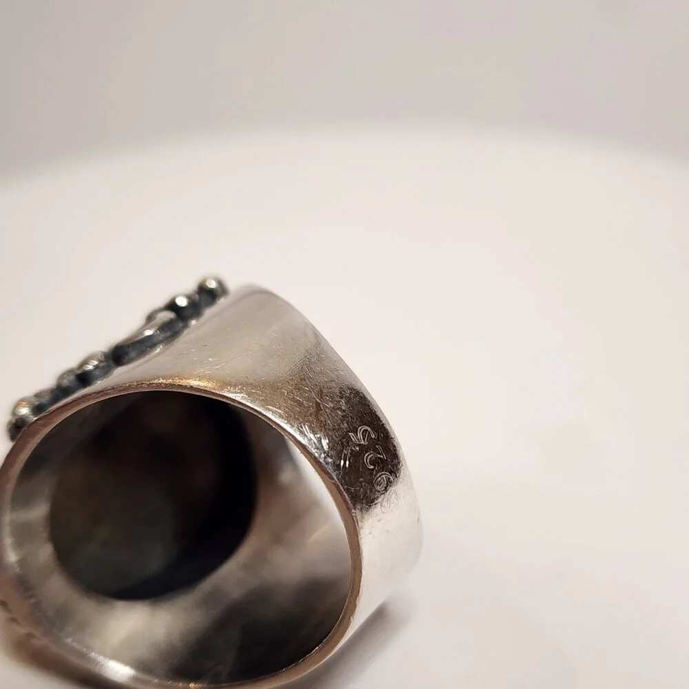 925 Silver Gray Stone Ring